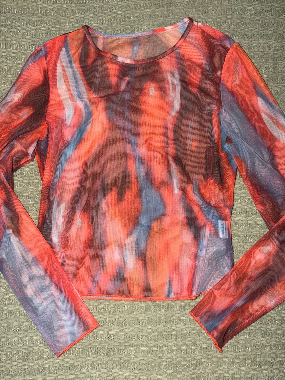 Abstract Red Multi-Color Long-Sleeve Women's Top - Picture 3 of 3